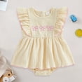thumbnail image 2 of Kogui Infant Girl Clothes Newborn Baby Girl Dress Heart Puff Sleeve Tulle Romper Dresses Newborn Outfit 0 3 6 9 12 18 24 Months (Light Yellow,0-3 Months), 2 of 8