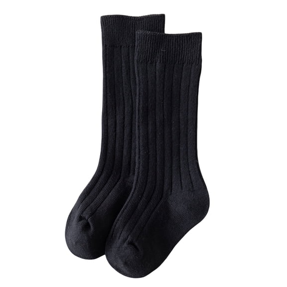 Gureui Toddler Infant Baby Boys Girls Medium Tube Socks, Solid Color Ribbed Knit Knee High Socks Seamless Uniform Stockings