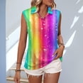 thumbnail image 2 of Womens T Shirt Sleeves Crew Neck Rainbow Multicolor Pattern Casual Short Shirt for Summer Daily Wear, 2 of 5