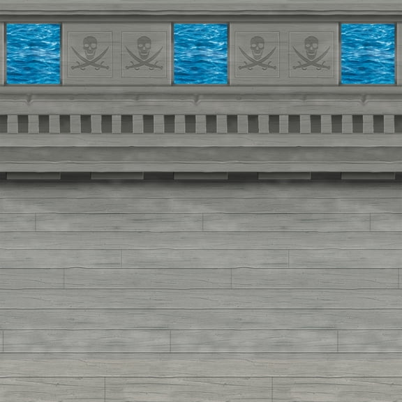 Party Central Pack of 6 Stone Gray and Aqua Blue Pirate Ship Themed Photo Backdrops 30'