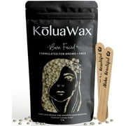 KoluaWax Hard Wax Beads for Hair Removal (Thin Fine Facial Hair Specific) Bare Faced for Sensitive Skin, Brows, Soft Upper Lip, Sideburns, Neck, Large Refill Pearl Beans for Wax Warmer