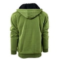 thumbnail image 3 of Heavyweight Sherpa Lined Full Zip Men's Fleece Hoodie (Military Green,XL), 3 of 3