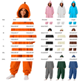 thumbnail image 3 of Unisex Adult Onesie Pajamas BWASD Casual One Piece Snug Fit Thick Warm Plush Pajamas Soft Solid Color Long Sleeve Hooded Loungewear Soft for Fall Winter Sleepwear ,3XL, 3 of 7