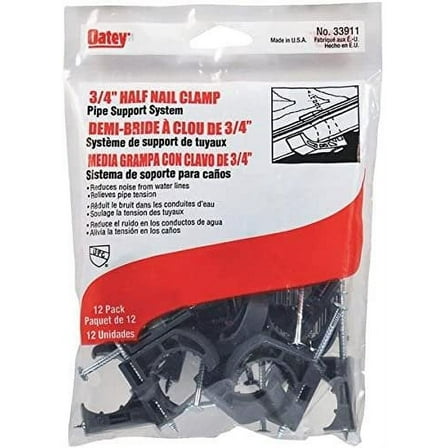 Oatey 33911 3/4" Half Clamp With Barbed Nail 12 Count