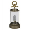 thumbnail image 2 of Alpine Corporation ILT100HH-S-GD Vintage Metal & Glass Lantern w/ Warm LED Light & Timer, LED Home Decor, Small, 15''H, Gold, 2 of 4