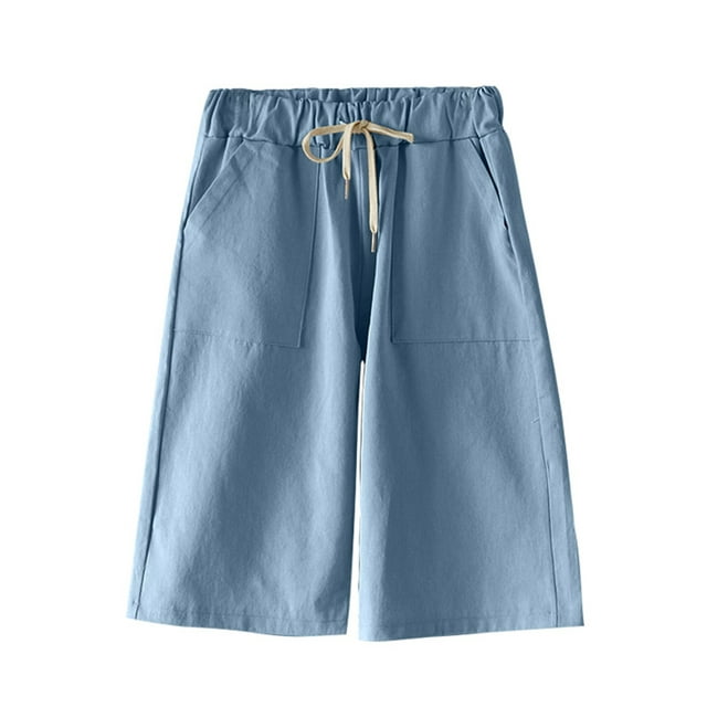 Innerwin Mini Pantalon Bermuda Femme Short Hot Pants Sport Longueur Genou Bas Décontracté Bleu TG