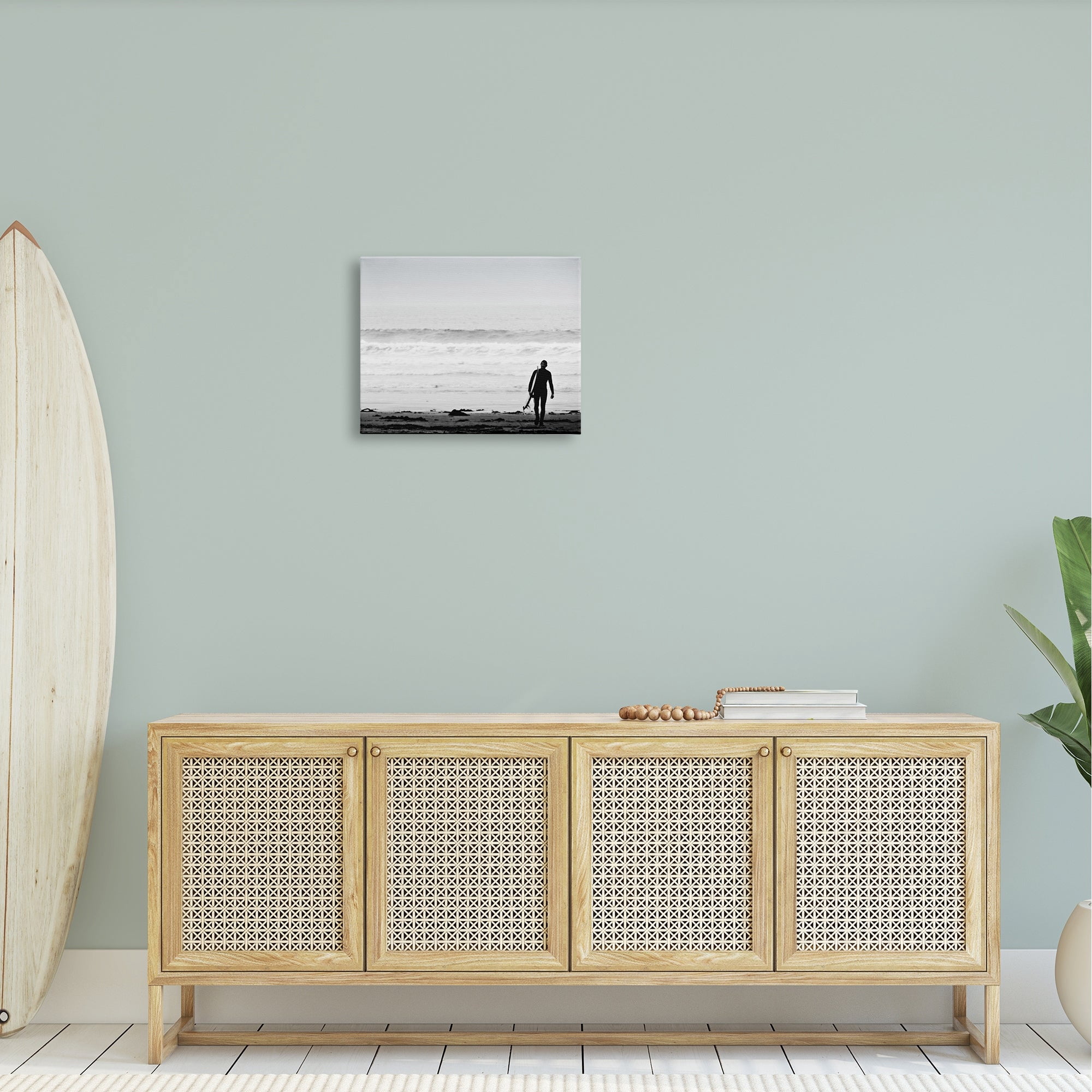 Stupell Industries Surfer Silhouette Beach Stroll Distant Ocean Waves Photograph Gallery Wrapped Canvas Print Wall Art, Design by Graffitee Studios