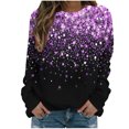 thumbnail image 1 of Bowake Sweat à Manches Longues à Sequins pour Femmes Col Rond Décontracté Hauts Pailletés pour Sortir Blouses de Fête, 1 of 4