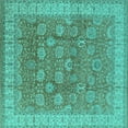 thumbnail image 1 of Ahgly Company Machine Washable Indoor Square Oriental Turquoise Blue Traditional Area Rugs, 4' Square, 1 of 4