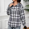 thumbnail image 5 of SuTry Womens Tops Classic Lapel Plaid Shirt Long Sleeve Button Two Pockets Plush Lined Warm Fleece Top Fall Winter Fashion Coat(Multicolor,S), 5 of 7