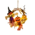 thumbnail image 2 of Farmhouse Halloween Decor - Rustic Scarecrow Bat Wreath for Porch & Party Decorating 2025, 2 of 6