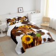 thumbnail image 2 of Erosebridal Highland Cow Bedding Set Queen Bull Cattle Comforter Set Brown Cowhide Bedding Sets & Collections Animal Theme Down Comforter Sunflower with Leaf Bed Set Decoratives Lightweight 3 Pieces, 2 of 5
