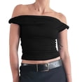 thumbnail image 5 of Womens Off The Shoulder Top Sleeveless Slim Fit Stretchy Tank Top Y2k Casual T Shirts, 5 of 6
