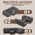 thumbnail image 2 of 7 Piece Outdoor Patio Furniture Set Rattan Wicker Sofa Set With Coffee Table,Grey, 2 of 9