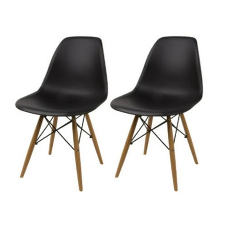 Modern Set Of 2 EAMES Style Dining Chair Natural Wood Legs Modern Set Of 2 EAMES Style Dining Chair Natural Wood Legs