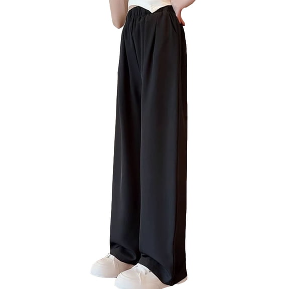 Tween School Uniforms Boys Dress Pants High Stretchy Straight Pants with Pockets Black Boys Uniform Pants Back To School Straight Fit Clothes Size 11-12 Years