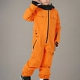 thumbnail image 4 of Xfvqtps One Piece Snowsuits Snowboarding Suit Hooded Multiple Pockets Zipper Waterproof Windproof Outdoor Winter Ski Suits Jumpsuits Orange, 4 of 7