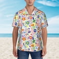 thumbnail image 2 of Pofeuu Retro Musi Disco Print Hawaiian Shirt for Men Sleeves Casual Button Down Summer Beach Dress Shirts T-Shirts,Small, 2 of 7