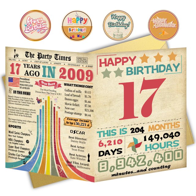 Tarjeta de cumpleaños de 17 años casi adulta para niña y niño