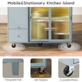 thumbnail image 4 of Montary Kitchen Island w/Drop Leaf, LED Light, 2 Fluted Glass & 1 Flip Door, Adjustable Shelf, 2 Drawers, Wheels, Grey Blue, 4 of 10