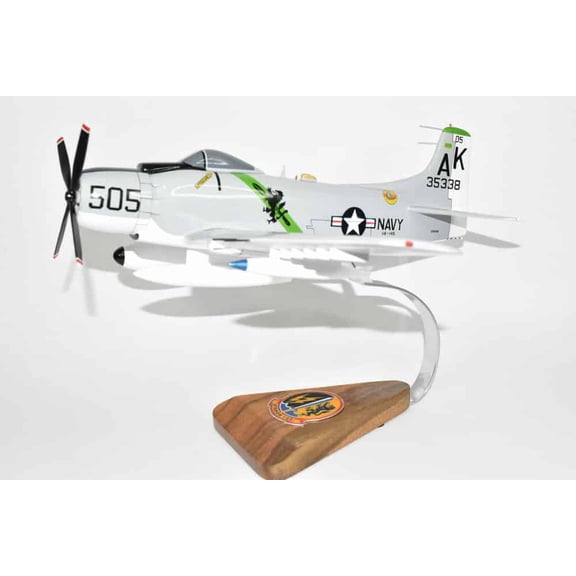 VA-145 Swordsmen A-1H Skyraider Model, AD6  Navy, 1/33 Scale Model, Mahogany
