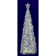 Icy Giftware Set of 2 Clear Decorative LED Lighted Ice Cube Christmas Tree Figurines 27"