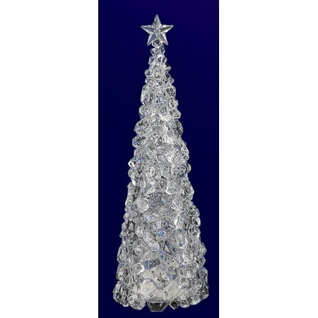 Icy Giftware Set of 2 Clear Decorative LED Lighted Ice Cube Christmas Tree Figurines 27"