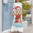 thumbnail image 4 of Cute Dog Christmas Snow Women's Long Dress Long Sleeves Dress Vintage Dresses Party Maxi Dress High Waist Dress, 4 of 4