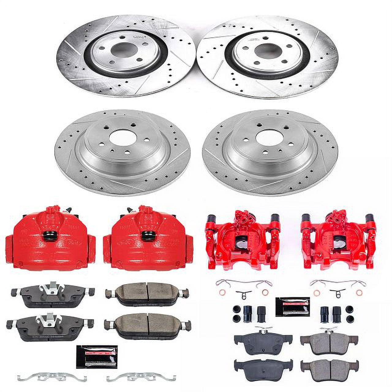 PowerStop Front and Rear Z23 Evolution Sport Brake Pad and Rotor Kit with Red Powder Coated Calipers Fits: LINCOLN Select Models KC7418