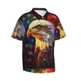 thumbnail image 2 of Daiia Geometric American Bald Eagle Hawaiian Shirt for Men Gentle Cotton Regular Short Sleeve Casual-3X-Large, 2 of 9