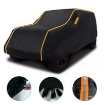 Car Cover Fit for Jeep Wrangler JK JL 4 Door 2007-2023, Car Cover Waterproof All Weather Windproof Full Cover Rain Snow Sunshade Outdoor Protection, Black Orange