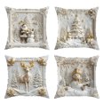 thumbnail image 1 of Bewildely Juego de 4 fundas decorativas navideñas de invierno, con muñeco de nieve y fundas de almohada. Suaves y lavables, ideales para el Decoración del hogar B-4 Pec 45*45 cm, 1 of 6