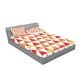 thumbnail image 2 of Ambesonne Abstract Fitted Sheet & Pillow Sham Set, Triangle Geometric Art, Full, Orange Scarlet, 2 of 2