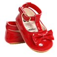 thumbnail image 4 of Baby Princess Cute Solid Color Pu Leather Bowknot Casual Children's Shoes Red, 6-12 Months, 4 of 6