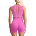 thumbnail image 5 of PNTUTB Women's Solid-Color Sports Set,Front-Zip Sports Bra and High-Waisted High Elasticity Shorts Casual Openwork Design Breathable Two-Piece Set, 5 of 5