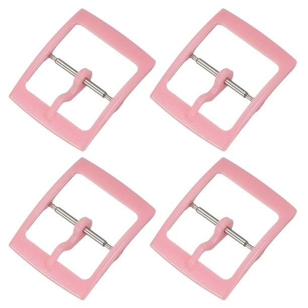 Uxcell 4 Pcs Hebilla de Reemplazo para Banda de Reloj, Cierre de Correa de Reloj de Plástico de 16 mm para Correas de Reloj de Cuero Silicona Nylon Lona, Rosa