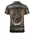 thumbnail image 5 of Western Farmhosue Horseshoe Texas Star Men Zipper T-shirt Summer Casual Short Sleeve T-shirt Top, 5 of 7