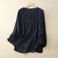 thumbnail image 2 of Womens Summer Tops 2024 Plus Size Fashion Long Sleeve Cotton and Linen Spring V-neck Tops Loose Blouse Casual Work Tunic Tops, 2 of 6