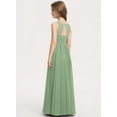 thumbnail image 2 of Drtj Kid Teen Girls Bridesmaid Dress A-line Scoop Floor-Length Chiffon Sleeveless Dress, 2 of 5