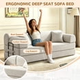 thumbnail image 4 of Timbernest 78.7" Convertible Sleeper Sofa Bed, Boucle Boneless Sofa with 2 Pillows, Floor Sofa Lounge Couch for Living Room, Light Camel, 4 of 10