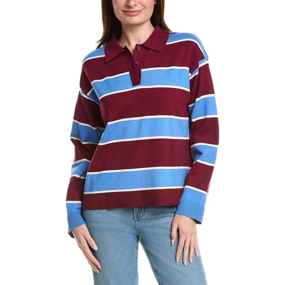 English Factory womens Striped Polo Shirt, s, Blue