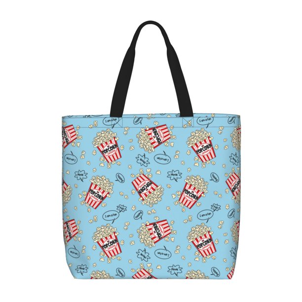 Easygdp I Am A Fan Popcorn Bolsa Tote para Mujer, Bolso de Hombro para Trabajo, Playa, Viajes, Compras y Supermercado