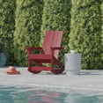 thumbnail image 6 of BizChair Modern Commercial Grade Poly Resin Wood Adirondack Rocking Chair - All Weather Red Polystyrene - Dual Slat Back - Stainless Steel Hardware, 6 of 11