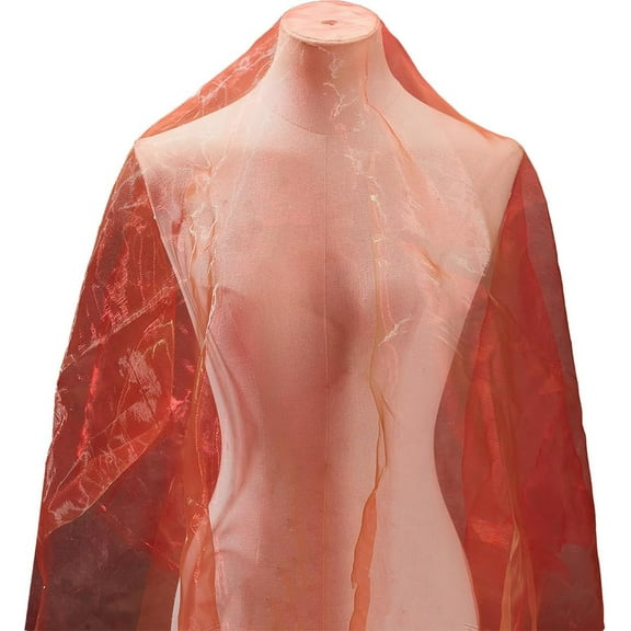 5.5 Yards Sheer Organza Fabric 59 inch Orange Tulle Fabric Two Tone Lightweight Iridescent Holographic Gauze Fabric for Costume Dress Shiny Background Party Wedding Home Decor