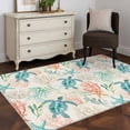 thumbnail image 4 of Teal Red Coastal Area Rugs Collection 2.7'x5', Retro Beach Nautical Sea Turtle Coral Non Slip Indoor Rectangle Throw Runner Rug Floor Mat Carpet for Living Room Dining Table Bedroom Nursery, 4 of 9