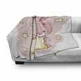 thumbnail image 2 of Feminine Soft Flannel Fleece Throw Blanket, Rabbit Bunny with Star Art for Birthday Celebrations Baby Shower Theme, Cozy Plush for Indoor and Outdoor Use, 60" x 80", Yellow and Pink, by Ambesonne, 2 of 5