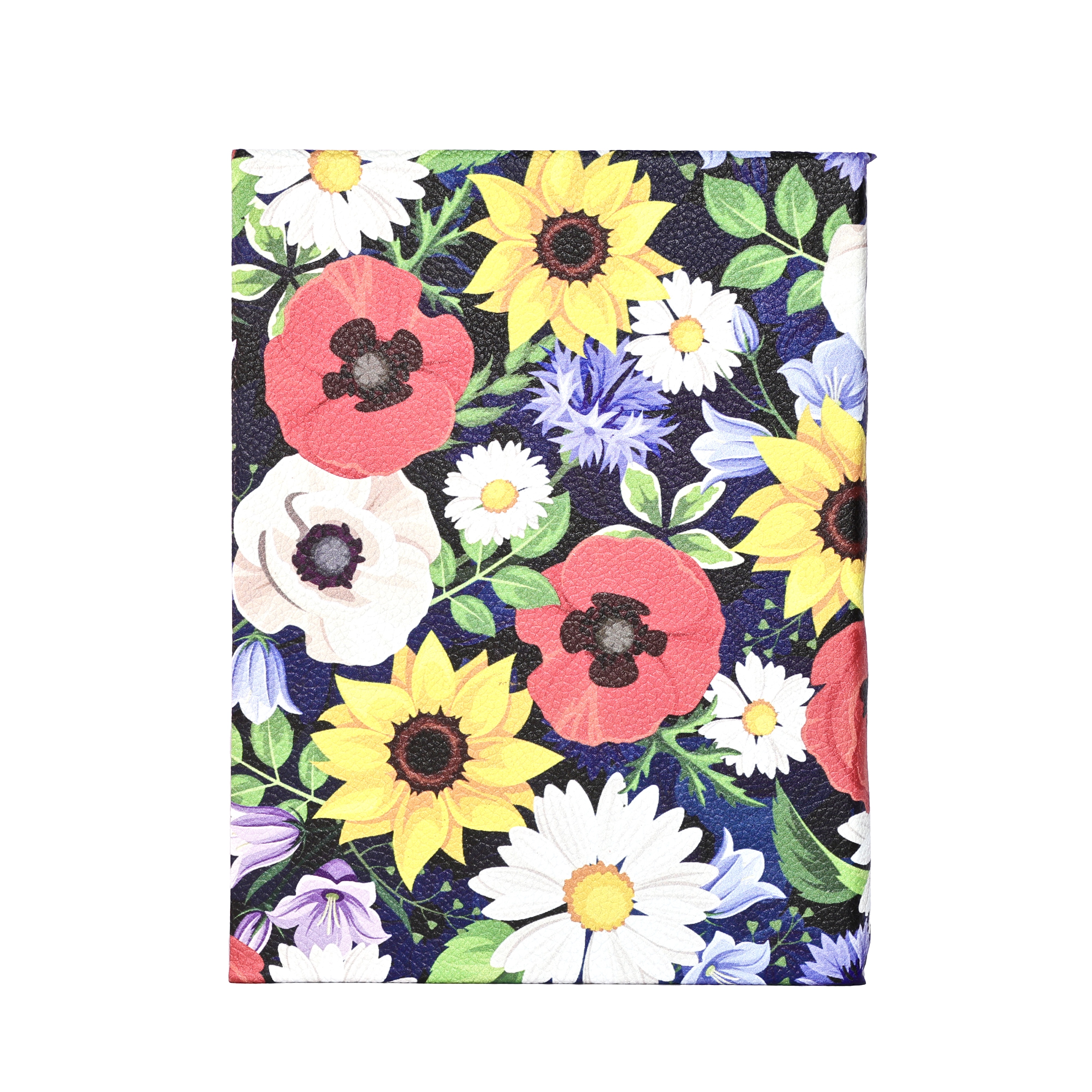 Leather Journal Notebook Sunflower and Poppies