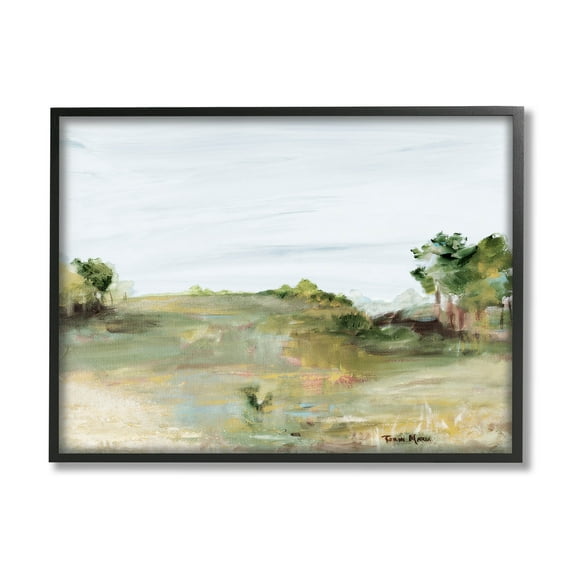 Stupell Industries Grassland Nature Horizon Scene Painting Black Framed Art Print Wall Art, Design by Robin Maria