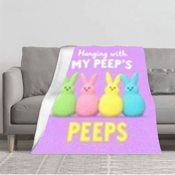 Cozy Flannel Blanket with Colorful Easter Design - Soft Warm Perfect for Sofa Travel Bed or Chair - Ideal for Spring