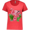 thumbnail image 3 of Inktastic Flamingo with Tropical Flowers Women's Plus Size T-Shirt, 3 of 5